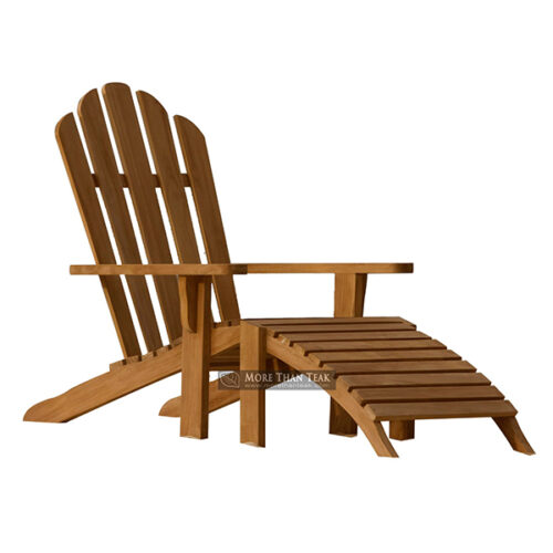 Adirondack chair with ottoman made from teak wood