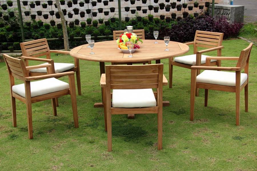 Indonesian Teak Dining Table And Chairs